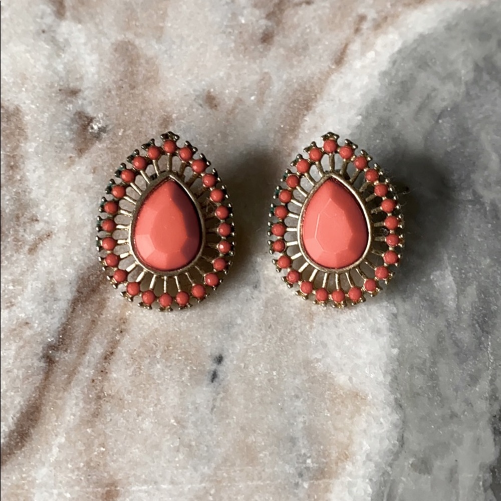 Boho Orange Gold Stud Earrings Party Statement